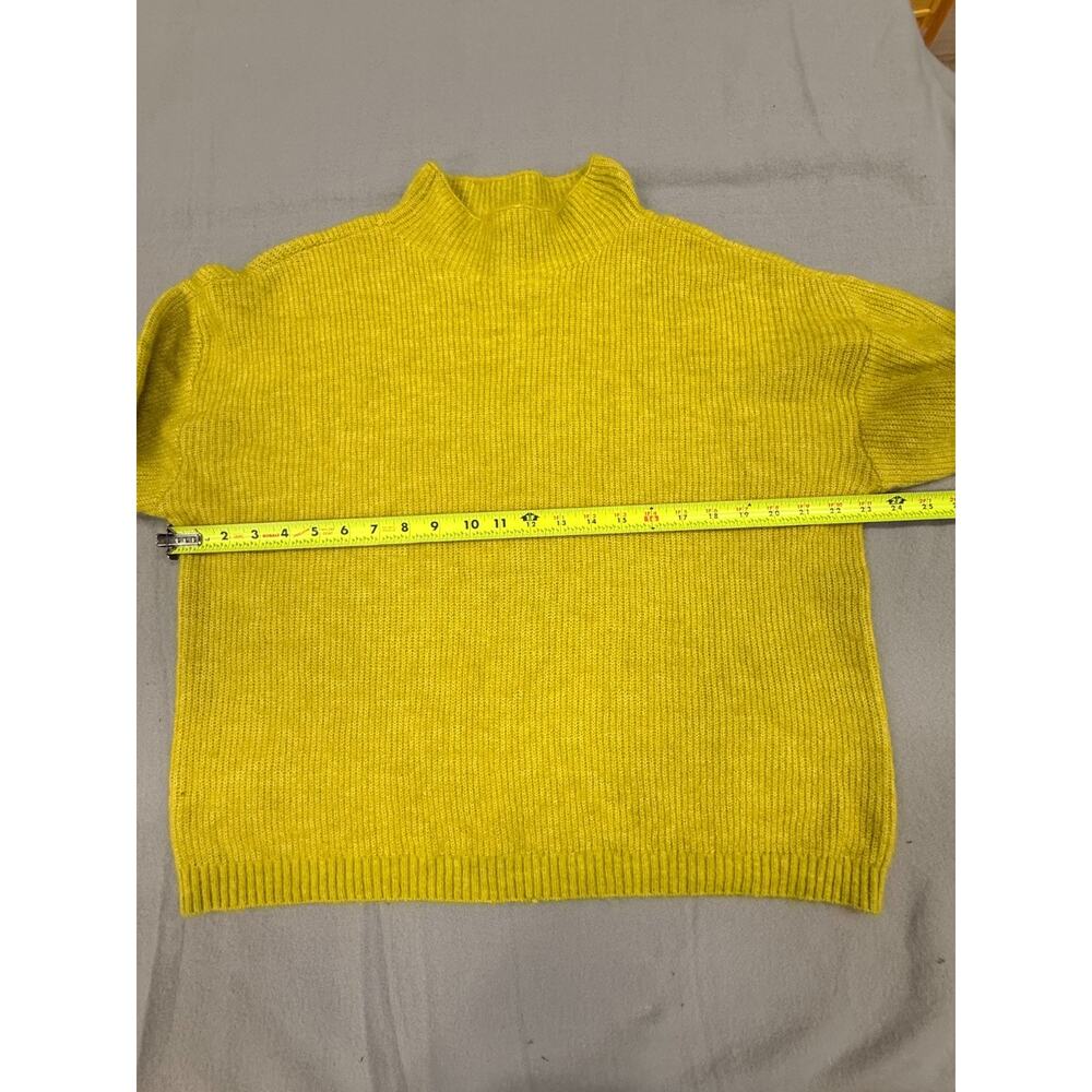 Dkny Sweater Womens L Citronella Wool Blend Knit Funnel Neck Drop Shoulder NWT - Picture 6 of 12